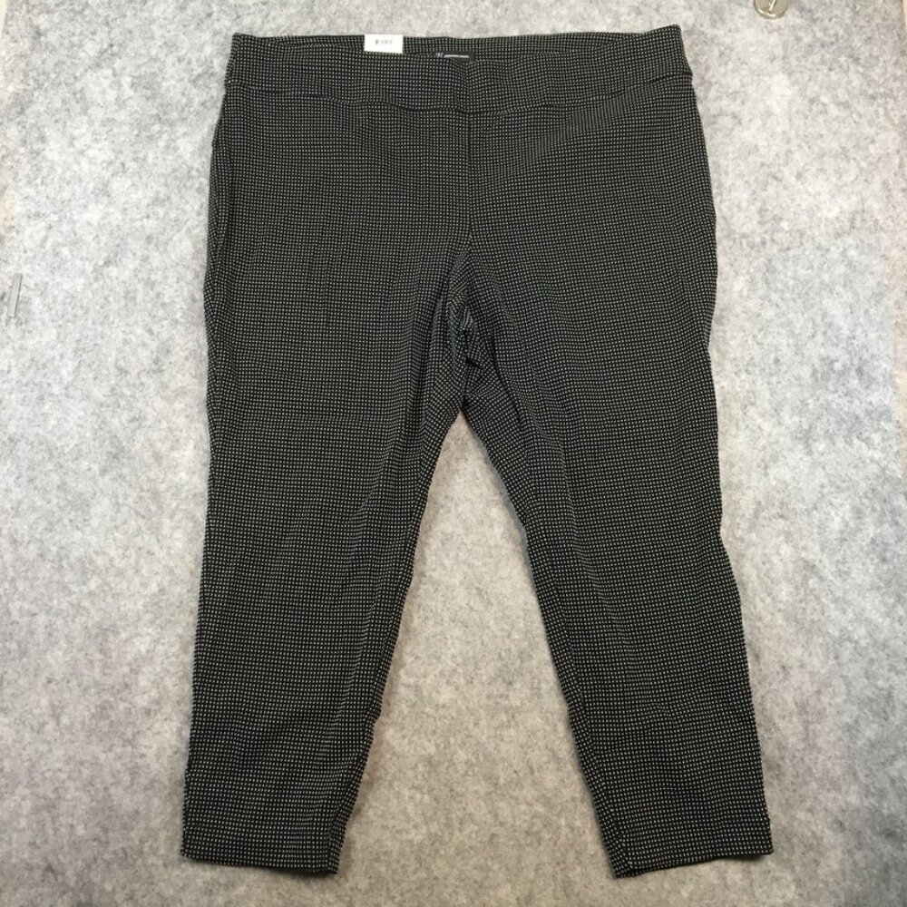 INC Dress Pants 28W Regular Fit Mid Rise Ankle Straight Black Dot Print Career